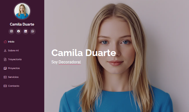 Modelo ciruela con rosa: Camila Duarte, diseñadora de interiores